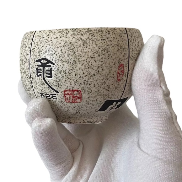 Ancient Japanese Speckled Ceramic Asian Tea Cup Vintage Rare Set of 4 - Picture 11 of 11